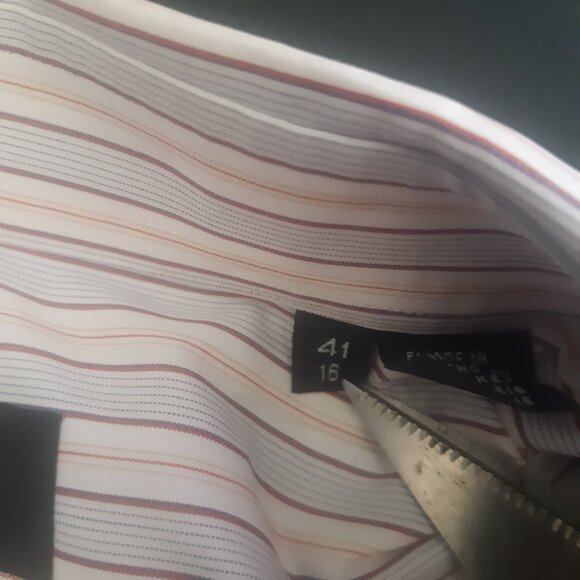 Boss Hugo Boss French Cuff SZ 16 100% Cotton Men's Striped Button Up Shirt - Picture 10 of 16